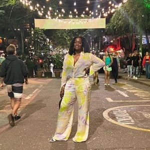 Zara Two-Piece Printed Blouse & Wide Leg Pants